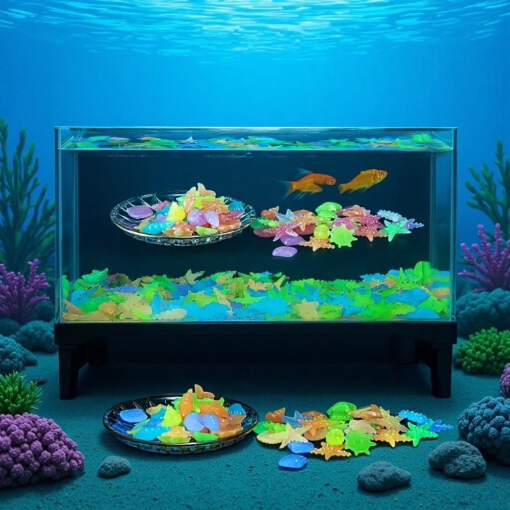 Aquarium Planted Fish - Светящиеся океанские камни, флуоресцентные ракушки, разноцветные